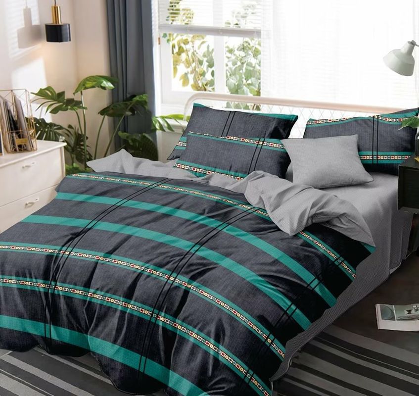 Το σκοτεινό χρώμα Microfiber τύπωσε τη γεωμετρική κάλυψη Duvet έθεσε 4 κομμάτια πολυεστέρα 100%